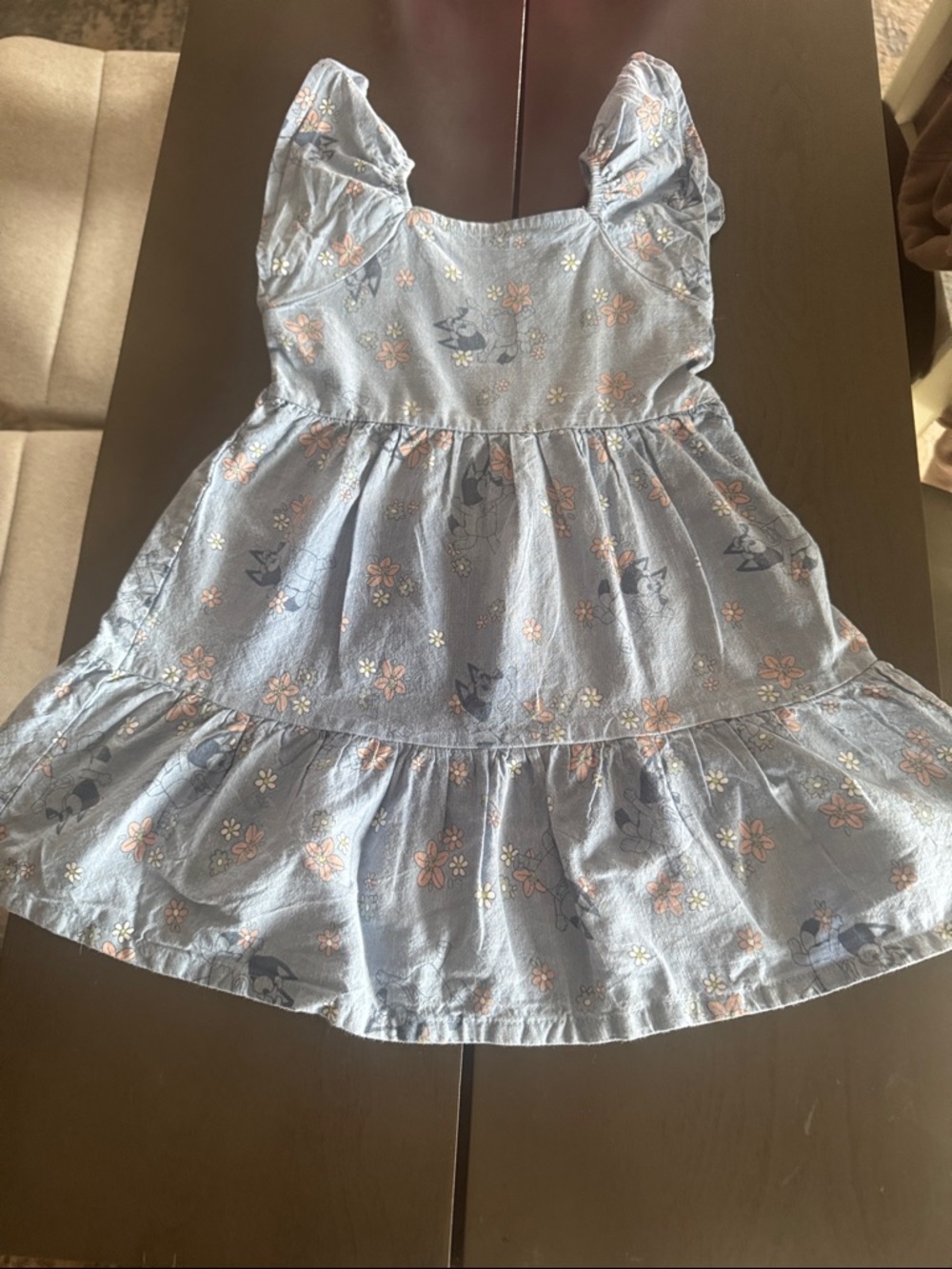 Bluey Floral Tiered Dress for Girls - Cute Puff Sleeve Sundress